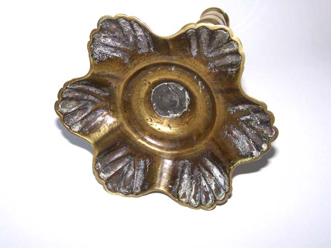 An English Georgian period Brass Petal Base Candlestick circa 1750 — image 2